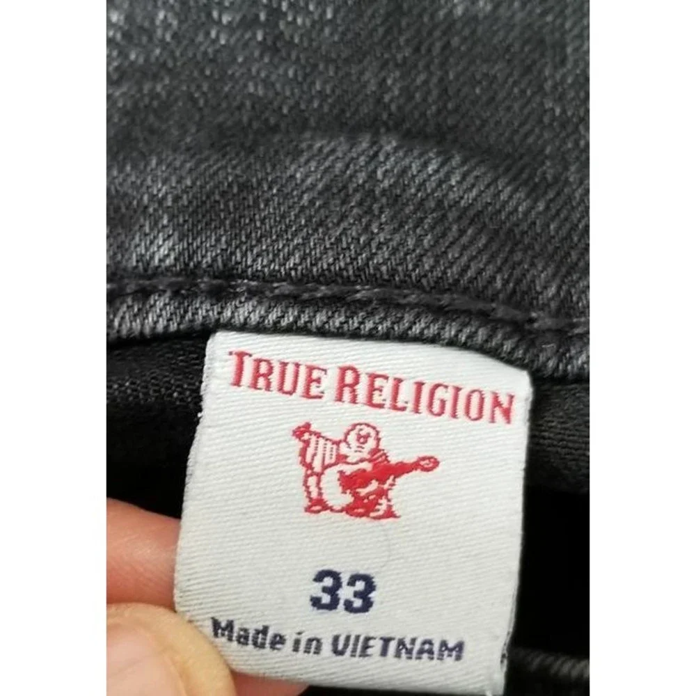True Religion Jeans Size 33 Ricky Mineral Marble Black Relaxed Straight Leg